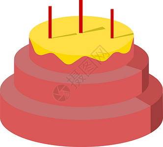 白色背景上的生日蛋糕插画矢量食物生日面包庆典卡通片蛋糕黑色蜡烛周年纪念日背景图片