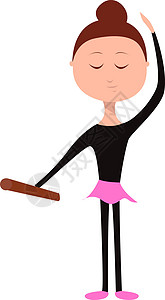 甜荞粉白色背景上的年轻芭蕾舞女演员插画矢量设计图片