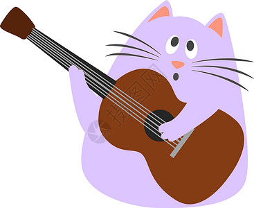 音乐家哈咪猫猫在白色背景上弹吉他插画矢量插画