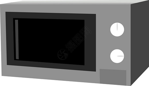 白色背景上的微波炉插图矢量火炉按钮技术电气器具金属烤箱食物展示厨房背景图片