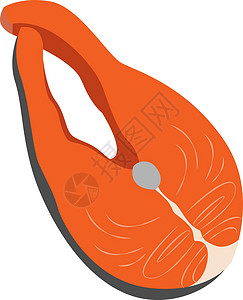 三文鱼图标白色背景上的健康牛扒插图美食鱼片营养海鲜红色烹饪橙子插画