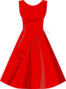 白色背景上的红色女孩女士派对魅力女性插图裙子衣服艺术背景图片