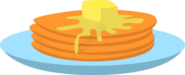 蜂蜜黄油白色背景上带有黄油插图矢量的煎饼甜点早餐食物午餐饼子菜单糖浆卡通片餐厅小吃插画