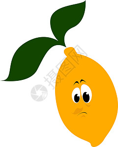 基耶萨白色背景上的悲伤卡通片橘味食物黄色水果柠檬甜点插画