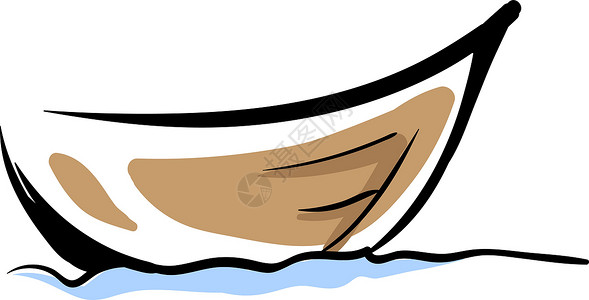 白色背景上的木船木头旅行航海血管独木舟钓鱼插图棕色卡通片绘画背景图片