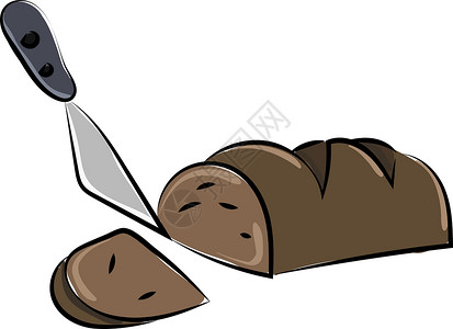 白色背景上的黑面包插画矢量早餐午餐营养产品食品面粉脆皮谷物插图食物插画