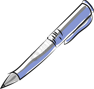 白色墨水白色背景上的办公室金属墨水圆珠笔奢华商业阴影教育黑色蓝色插画