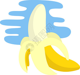 白色背景上的新鲜食物插图饮食香蕉收藏水果标识背景图片
