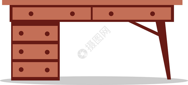 白色背景上的木桌插画矢量木头棕色卡通片装饰木板插图家具风格背景图片