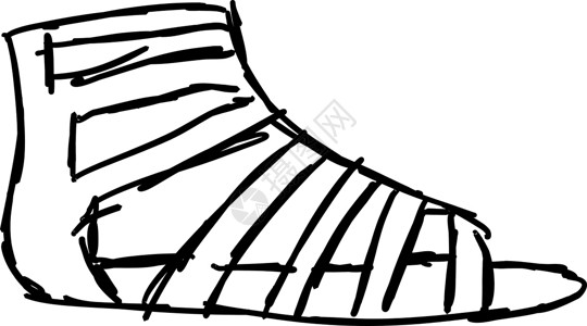 一双女士凉鞋白色背景上的角斗士鞋插画