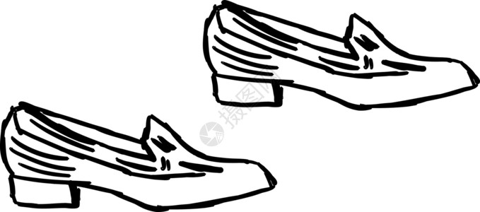 男士鞋在白色背景上皮革鞋类男人衣服收藏脚跟运动绘画插图黑色背景图片