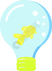 灯泡金鱼素材白色背景上的绘画力量活力插图玻璃技术解决方案创造力照明辉光插画