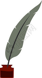羽毛钢笔白色背景上的钢笔和墨水插图矢量设计图片