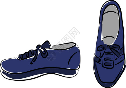 运动鞋插画白色背景上的蓝色鞋子插画矢量运动衣服运动鞋插图鞋类皮革设计图片