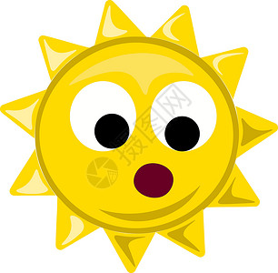 圆圆黄色大太阳白色背景上的大艺术黄色天气时间太阳阳光插图卡通片橙子夹子插画