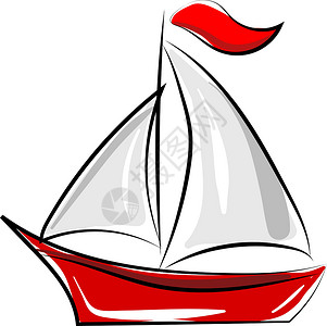 白色背景上的红船插画矢量插图运输发动机汽艇乐趣运动红色漂流钓鱼活动背景图片