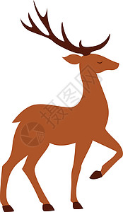 戴鹿角白色背景上的大驯鹿喇叭动物艺术插图黑色野生动物荒野绘画哺乳动物设计图片