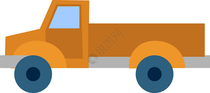 白色背景上的橙色车轮货运货物驾驶汽车黑色卡通片插图货车卡车背景图片