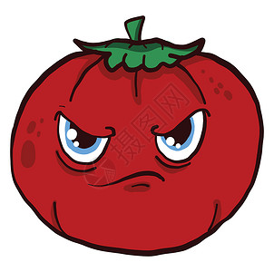矢量西红柿愤怒的番茄 插图 白底矢量背景