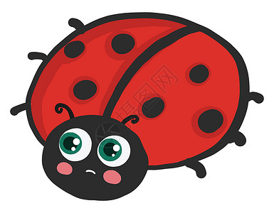 瓢虫图标插图 白色背景的矢量绘画艺术黑色动物昆虫手势红色漏洞翅膀微笑背景
