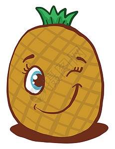 卡通可爱菠萝菠萝旋转 插图 白色背景的矢量背景