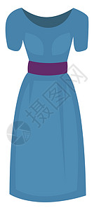白色背景上的女人蓝色连衣裙插画矢量背景图片