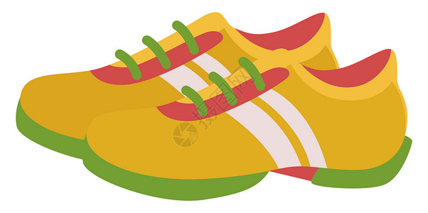 黄色运动鞋 插图 白色背景矢量训练活动衣服街道运动黑色鞋类卡通片背景图片