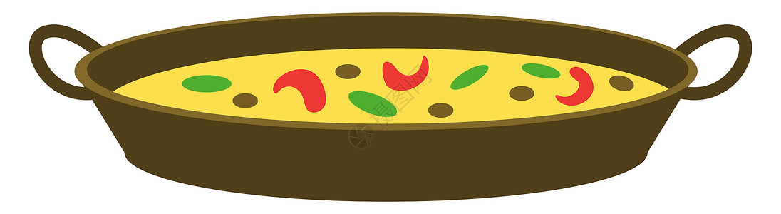 锅卡通带食物 插图 白背景矢量的泛盘背景