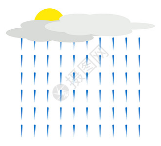 雨从在白色背景上艺术季节蓝色天气天空背景图片