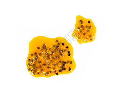 黄色百香果白色背景 水果f的热辣果子种子食物蓝色季节果汁包装宏观热带黄色团体背景