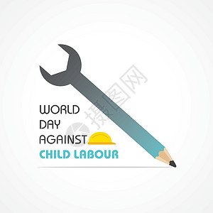 无塑日6月12日世界无童工日媒体社会教育铅笔帮助插图工作安全婴儿就业插画