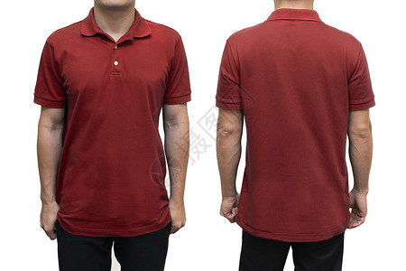 人体上红色空白的polo T恤衫 用于模拟图形设计背景图片