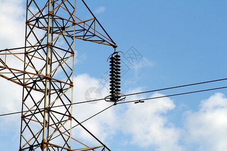 单塔输电线路输电线 蓝色天空单线日出电源电力塔电缆阳光力量标志高压活力背景