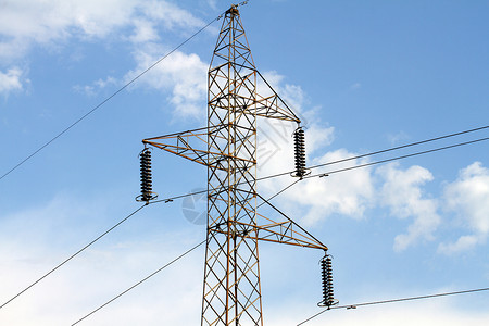 输电线路输电线 蓝色天空太阳燃料活力日出电力塔电源标志力量发电电缆背景图片