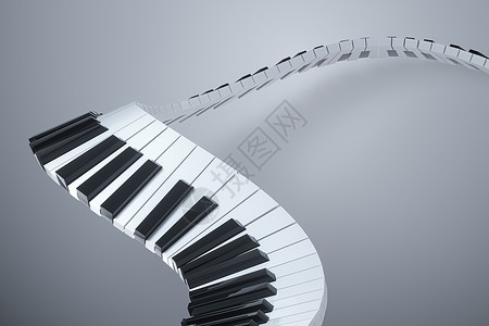 钢琴3d素材具有白色 background3d 渲染的钢琴键艺术钥匙旋律笔记歌曲爵士乐曲线唱歌创造力音乐背景
