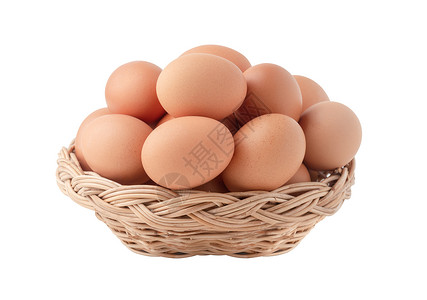 平克韦克篮子中的原生鸡蛋被隔离背景