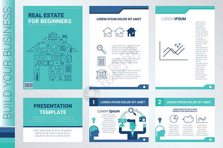 书籍封面和演示文稿模板插图图表创造力小册子报告杂志建筑公司传单蓝色背景图片