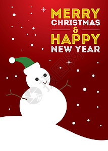 圣诞宣传单圣诞节贺卡插图传单邀请函帽子卡片雪人星星绿色季节庆典设计图片