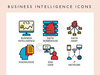 商业智能图标知识网络服务器电脑智力仓库数据互联网市场背景图片