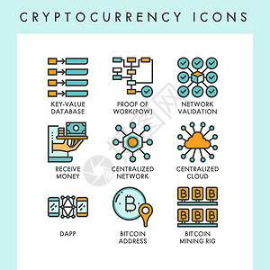 图标概念说明验证应用核心价值区块链钻机去中心化战俘证明技术背景图片
