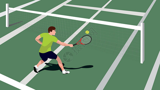 拿着套网男人网球手阴影活动成人男人精力娱乐插图玩家足球体育场插画