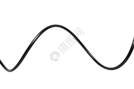 黑线吃水一条黑线电缆在白色背景抽象中被分离出来金属力量绳索技术活力电线电子产品蓝色网络电脑背景