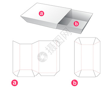 包装礼物空白产品零售插图工业模切展示盒子矩形背景图片
