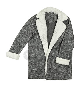 毛皮外衣季节性夹克购物灰色棉布女性衣柜衣服白色外貌背景图片