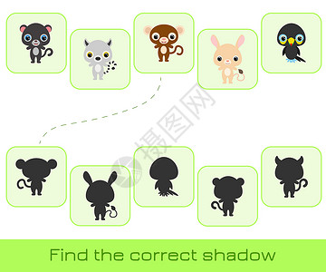跳鼠剪辑卡游戏模板找到正确的影子 匹配游戏野生动物幼儿园收藏插图动物迷宫学习教育工作逻辑插画