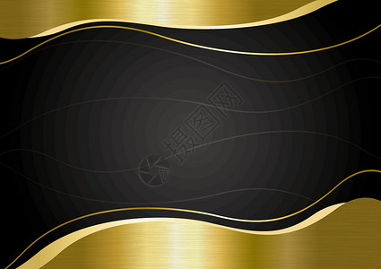 金色代金券黑色背景矢量它制作图案上的金色金属横幅插画