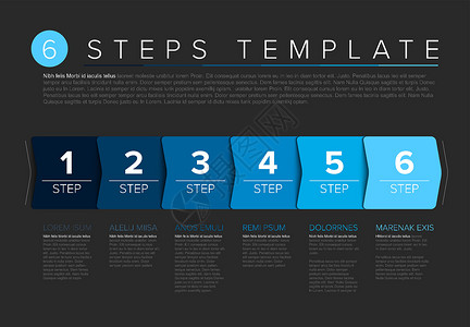 矢量进步六步模板命令书签流动顺序网页网站信息设计蓝色阴影背景图片