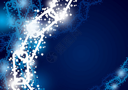 Blockchain 技术背景矢量图电脑数据货币见证互联网横幅海报白色蓝色插图设计图片