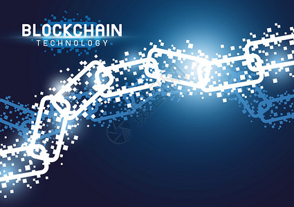 Blockchain 技术背景矢量图安全墙纸见证横幅插图互联网海报蓝色白色交易设计图片