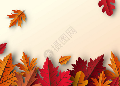 秋叶背景设计与复制空间矢量怡乐思树叶季节性红色海报棕色艺术叶子橙子横幅插图背景图片